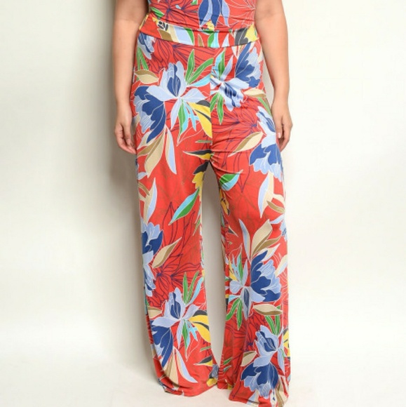 JANETTE PLUS MULTI COLOR PLUS SIZE FLORAL JUMPSUIT - Picture 6 of 6